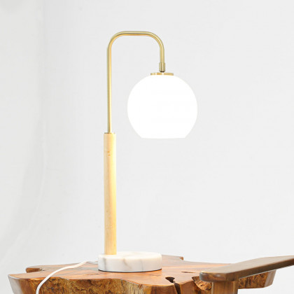 Ashcroft - Auris White Globe Lampshade Table Lamp with Marble Base