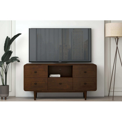 Ashcroft Alexa Mid-Century Modern Style TV Stand - Brown, 59"