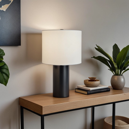 Ashcroft - Aura Black Table Lamp with On/Off Switch Black Block Base