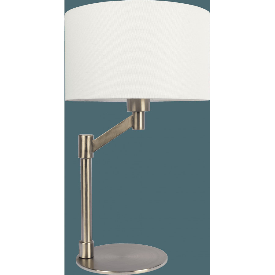 Ashcroft - Horizon Brushed Nickel Table Lamp with On/Off Switch Curved Metal Base Linen Shade