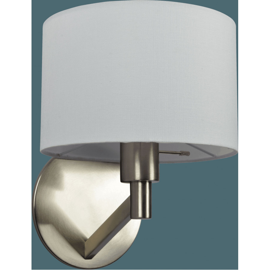 Ashcroft - Nebula Brushed Nickel Base Wall Lamp with Rotary Switch White Fabric Shade