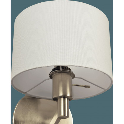 Ashcroft - Nebula Brushed Nickel Base Wall Lamp with Rotary Switch White Fabric Shade