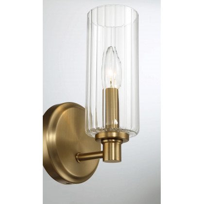 Ashcroft - Jardin Single Light Wall Sconce With Clear Ribbed Glass in Satin Brass