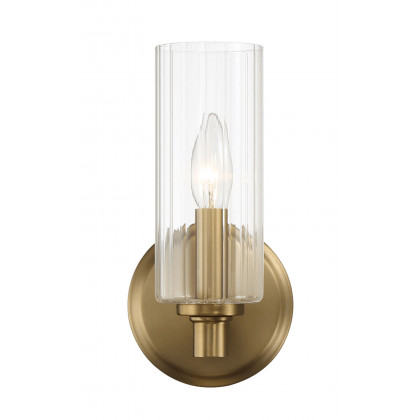 Ashcroft - Jardin Single Light Wall Sconce With Clear Ribbed Glass in Satin Brass
