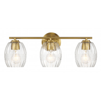 Ashcroft - Luster Three Lights Vanity With Clear Glass for Bathrooms above Mirror Wall Lamp - Satin Brass