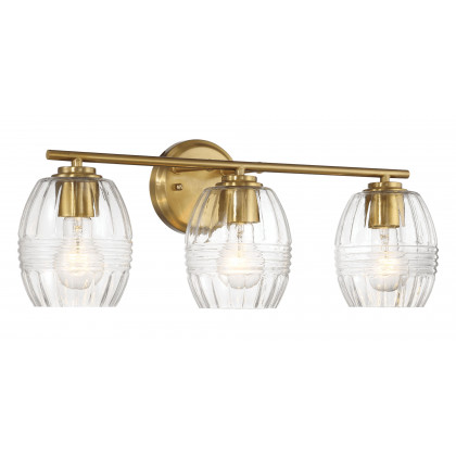 Ashcroft - Luster Three Lights Vanity With Clear Glass for Bathrooms above Mirror Wall Lamp - Satin Brass