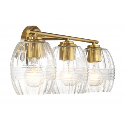 Ashcroft - Luster Three Lights Vanity With Clear Glass for Bathrooms above Mirror Wall Lamp - Satin Brass