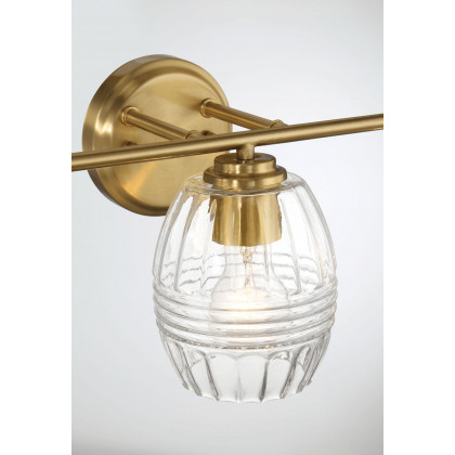 Ashcroft - Luster Three Lights Vanity With Clear Glass for Bathrooms above Mirror Wall Lamp - Satin Brass