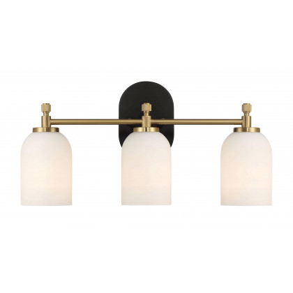 Ashcroft - Meadows Three Lights Vanity Brushed Gold Bathroom Wall Light for Bathroom Over Mirror 20.5"W × 10.125"H × 5.5"E with White Frosted Glass