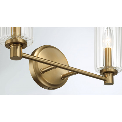 Ashcroft - Regal Double Light Vanity With Clear Ribbed Glass - Satin Brass