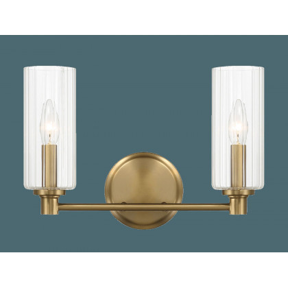 Ashcroft - Regal Double Light Vanity With Clear Ribbed Glass - Satin Brass