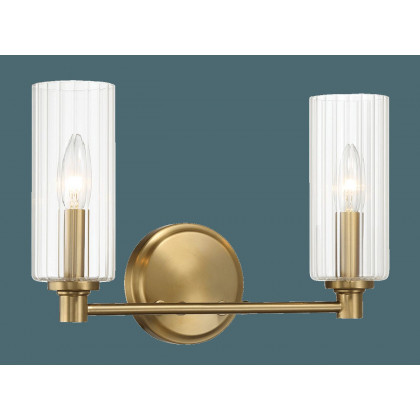 Ashcroft - Regal Double Light Vanity With Clear Ribbed Glass - Satin Brass