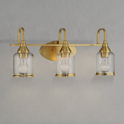 Ashcroft - Twilight Three Lights Brushed Gold Contemporary Vanity Light 22"W × 10"H × 7.48"E with Clear Glass