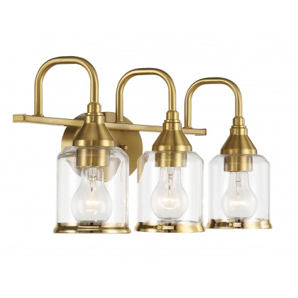 Ashcroft - Twilight Three Lights Brushed Gold Contemporary Vanity Light 22"W × 10"H × 7.48"E with Clear Glass