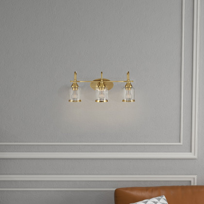 Ashcroft - Twilight Three Lights Brushed Gold Contemporary Vanity Light 22"W × 10"H × 7.48"E with Clear Glass