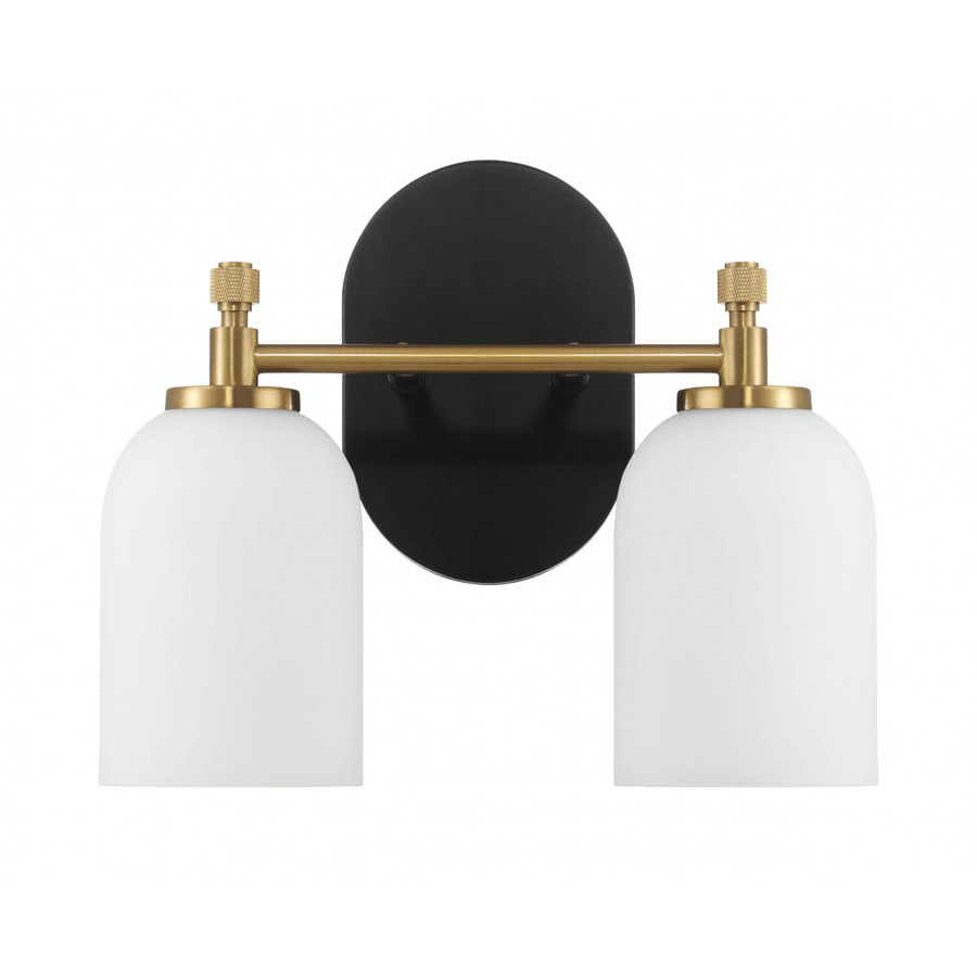 Ashcroft - Vortex Two Lights Vanity in Traditional Style for Over Bathroom Mirror Wall Sconce 12.25"W × 10.125"H × 5.5"E With White Frosted Glass