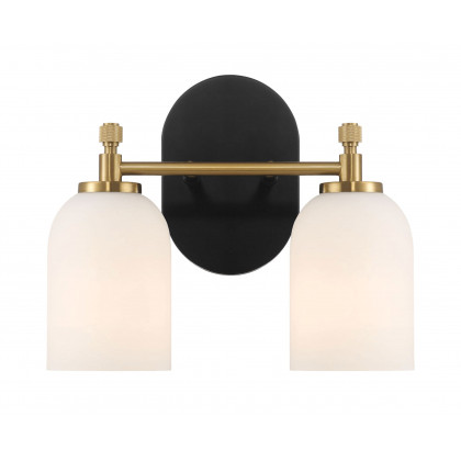 Ashcroft - Vortex Two Lights Vanity in Traditional Style for Over Bathroom Mirror Wall Sconce 12.25"W × 10.125"H × 5.5"E With White Frosted Glass