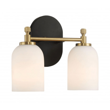 Ashcroft - Vortex Two Lights Vanity in Traditional Style for Over Bathroom Mirror Wall Sconce 12.25"W × 10.125"H × 5.5"E With White Frosted Glass