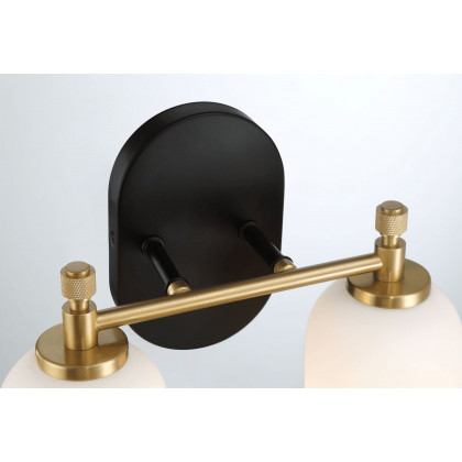 Ashcroft - Vortex Two Lights Vanity in Traditional Style for Over Bathroom Mirror Wall Sconce 12.25"W × 10.125"H × 5.5"E With White Frosted Glass