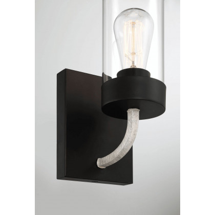 Ashcroft - Zephyr Single Light Sconce With Clear Glass Metal Black Finish
