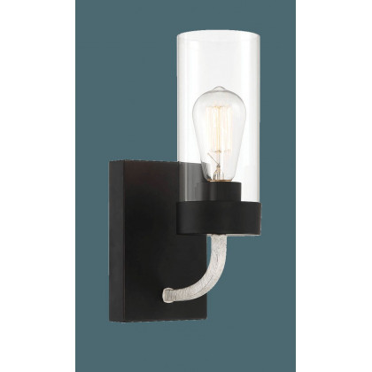 Ashcroft - Zephyr Single Light Sconce With Clear Glass Metal Black Finish