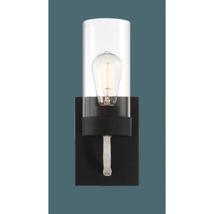 Ashcroft - Zephyr Single Light Sconce With Clear Glass Metal Black Finish