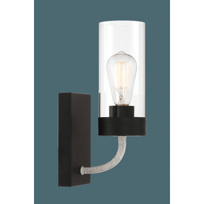 Ashcroft - Zephyr Single Light Sconce With Clear Glass Metal Black Finish