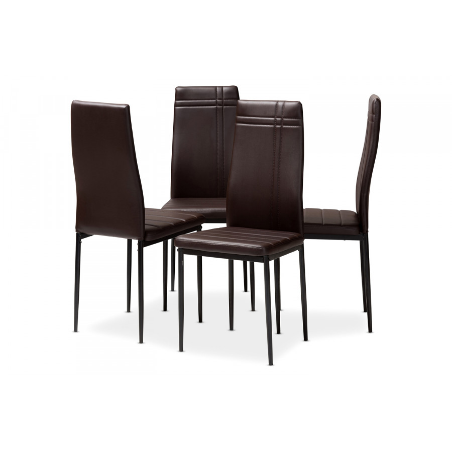 Baxton Matiese Modern 4-Piece Dining Chair Set - Brown