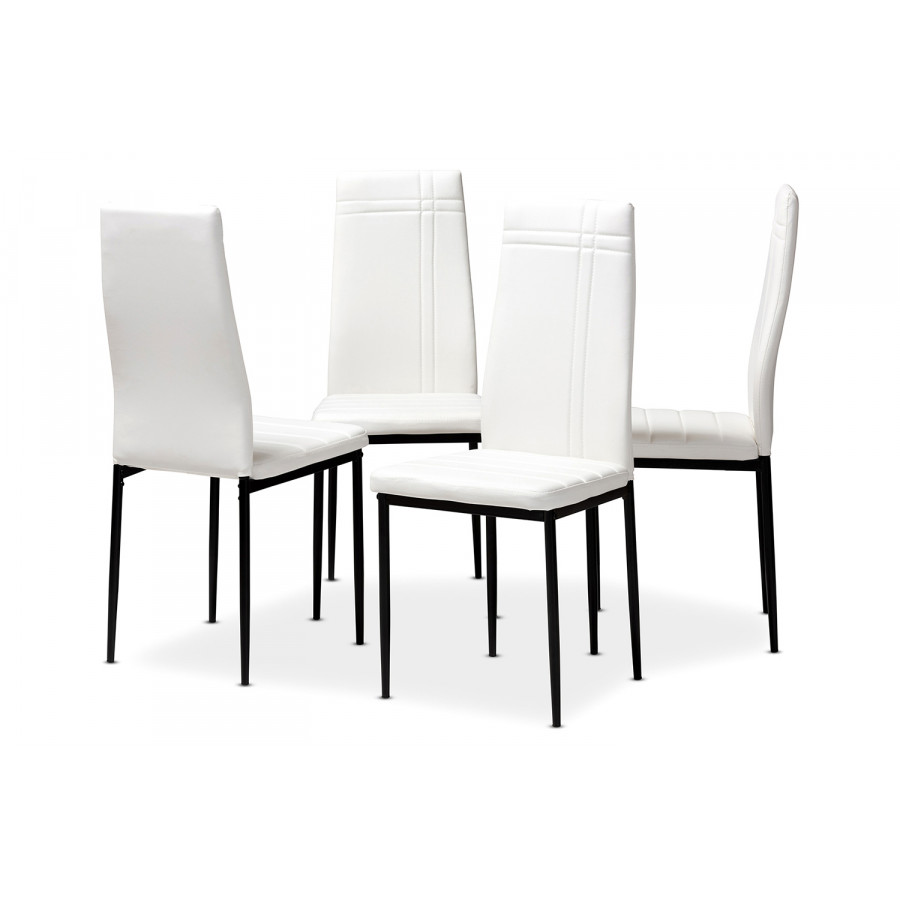 Baxton Matiese Modern 4-Piece Dining Chair Set - White