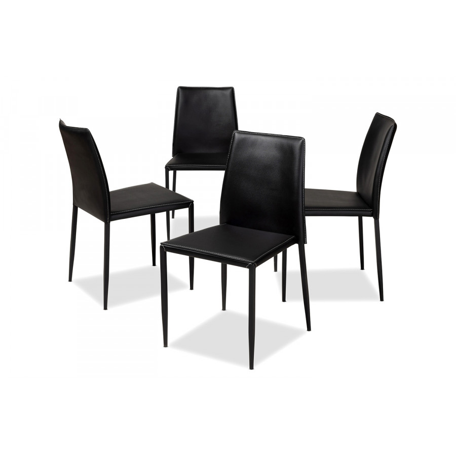 Baxton Pascha Modern 4-Piece Dining Chair Set - Black
