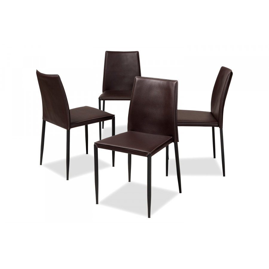 Baxton Pascha Modern 4-Piece Dining Chair Set - Brown