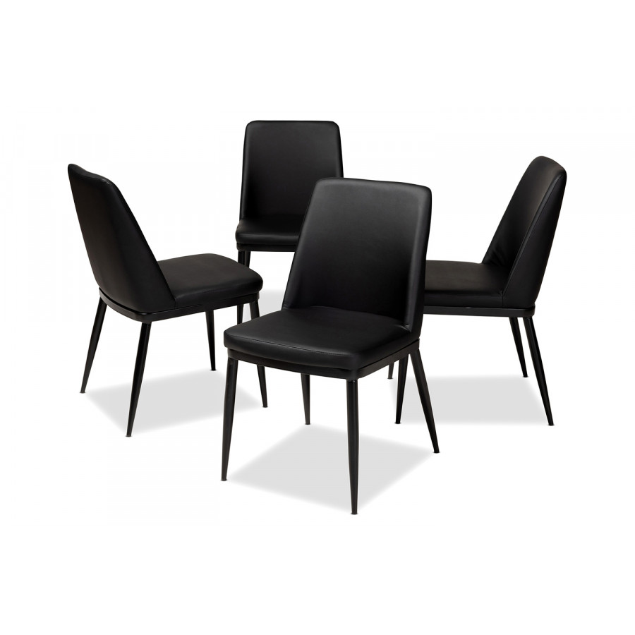Baxton Darcell Modern 4-Piece Dining Chair Set - Black