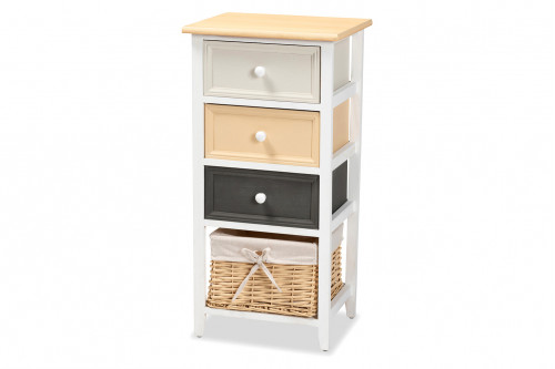 Baxton™ - Adonis Mid-Century Modern 3-Drawer Storage Unit with Basket