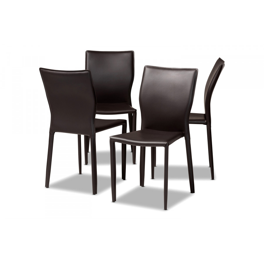 Baxton Heidi Modern 4-Piece Dining Chair Set - Dark Brown
