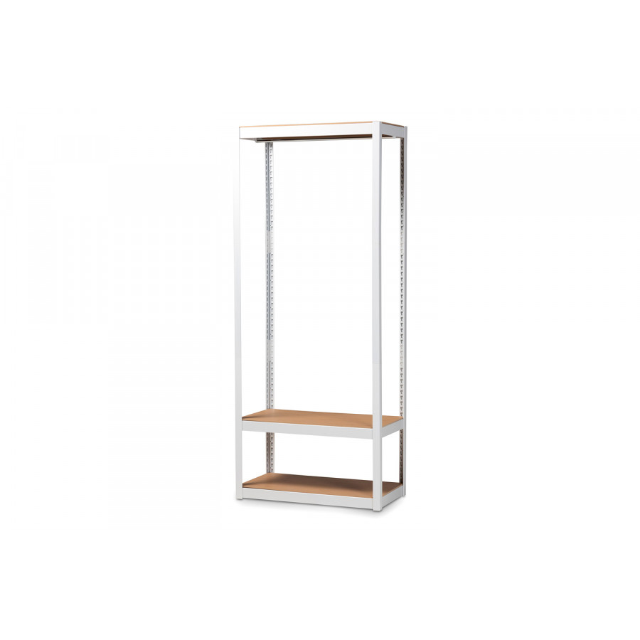 Baxton Elton Modern 3-Shelf Free-Standing Closet Storage Organizer - White