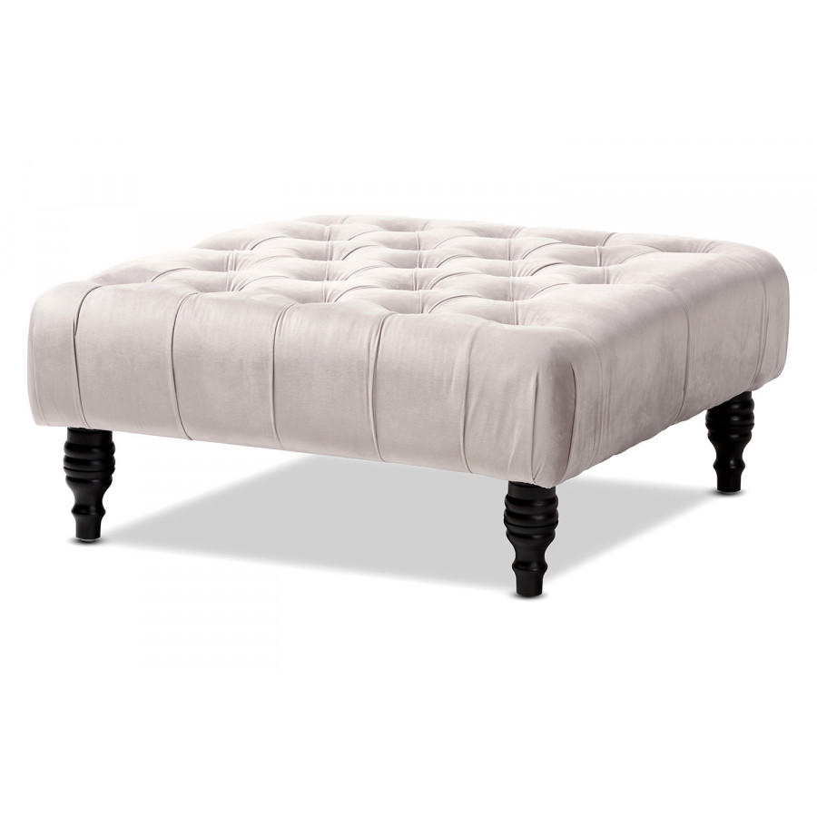 Baxton Keswick Transitional Ottoman - Gray Velvet
