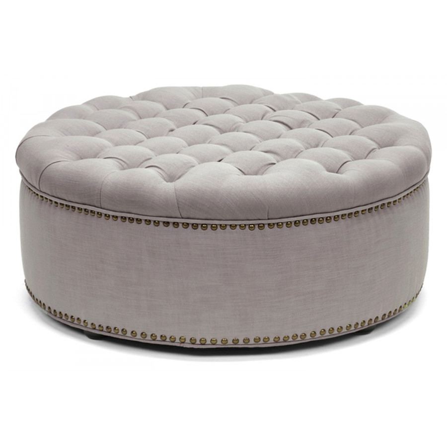 Baxton Iglehart Modern Tufted Ottoman - Beige Linen