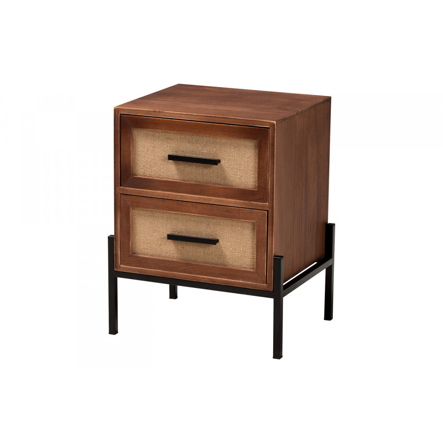 Baxton - Paxley Mid-Century Modern 2-Drawer End Table
