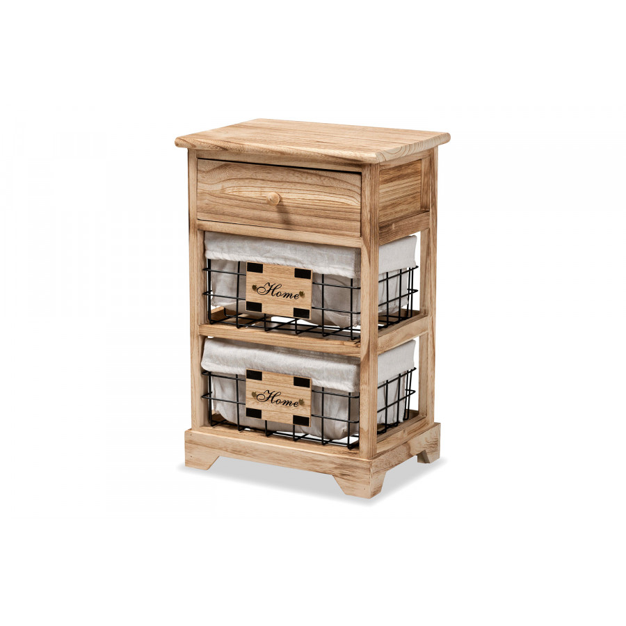 Baxton - Madra Modern 1-Drawer End Table With Baskets