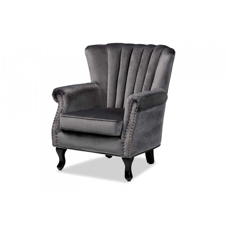 Baxton Relena Classic and Traditional Armchair - Gray Velvet