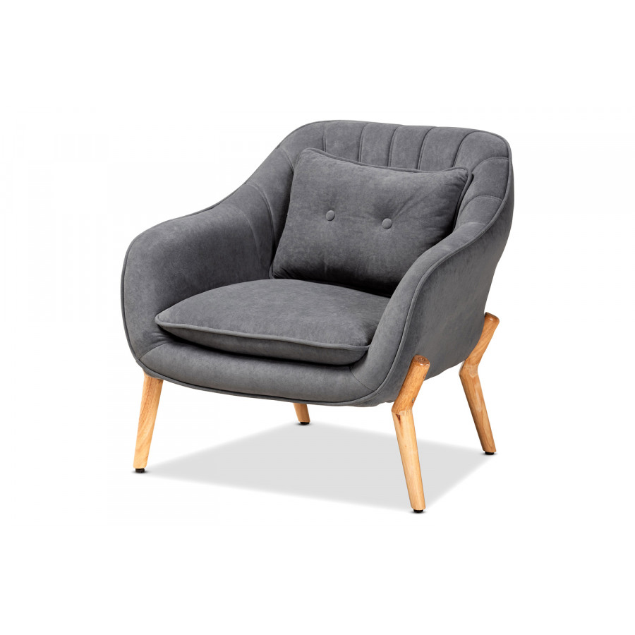 Baxton Valentina Mid-Century Modern Armchair - Gray Velvet