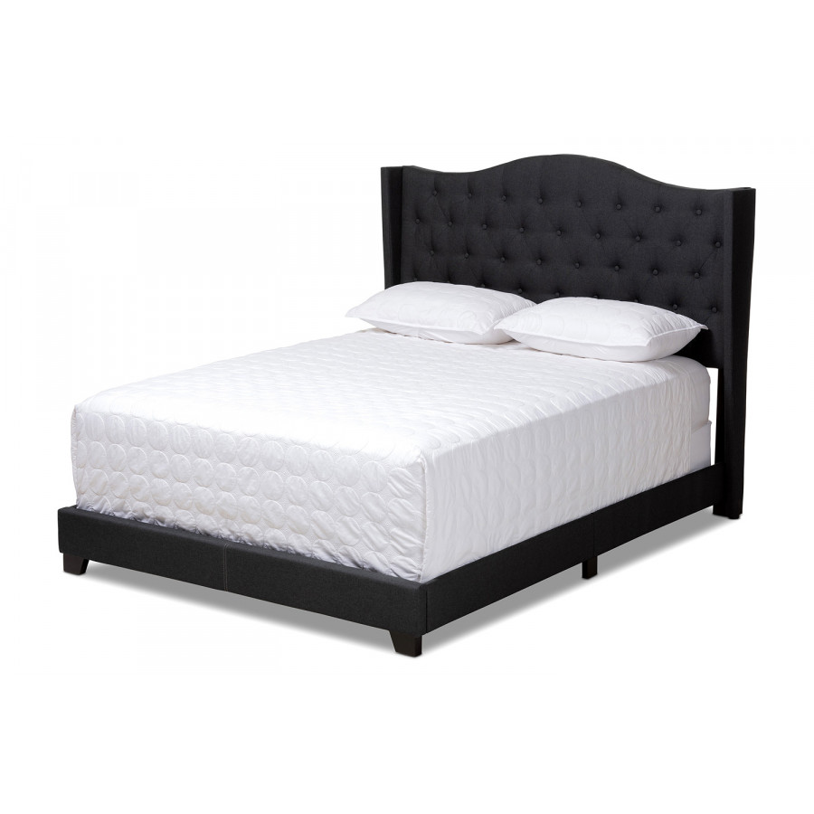 Baxton Alesha Modern King Size Bed - Charcoal Gray Fabric