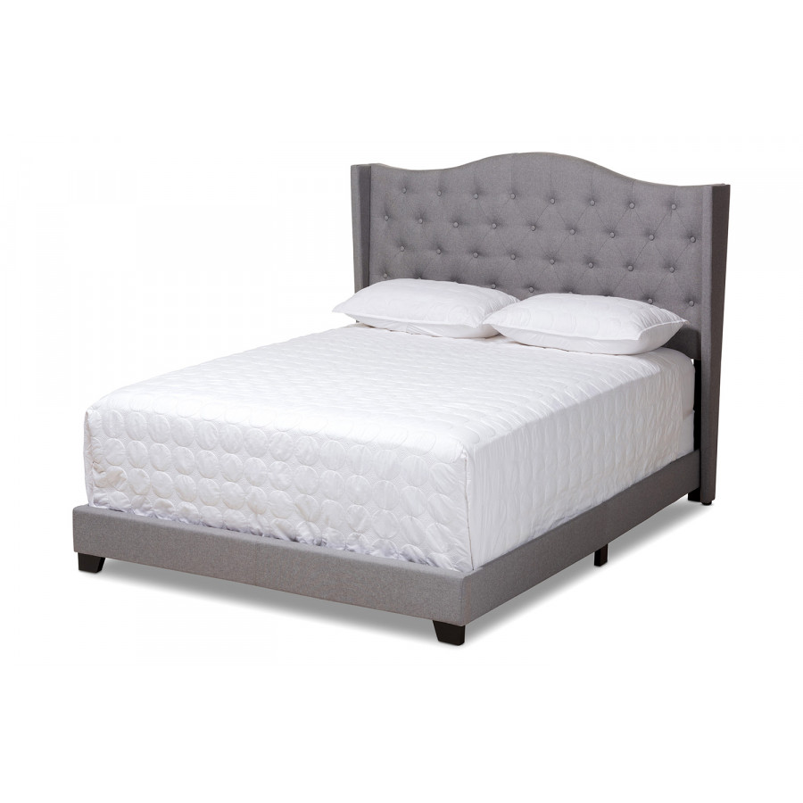 Baxton Alesha Modern King Size Bed - Gray Fabric