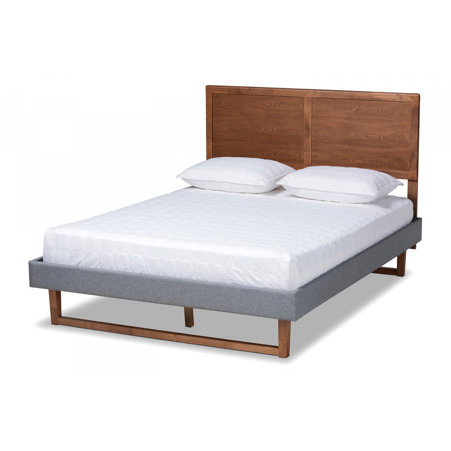 Baxton Allegra Mid-Century Modern Platform Bed - Queen Size