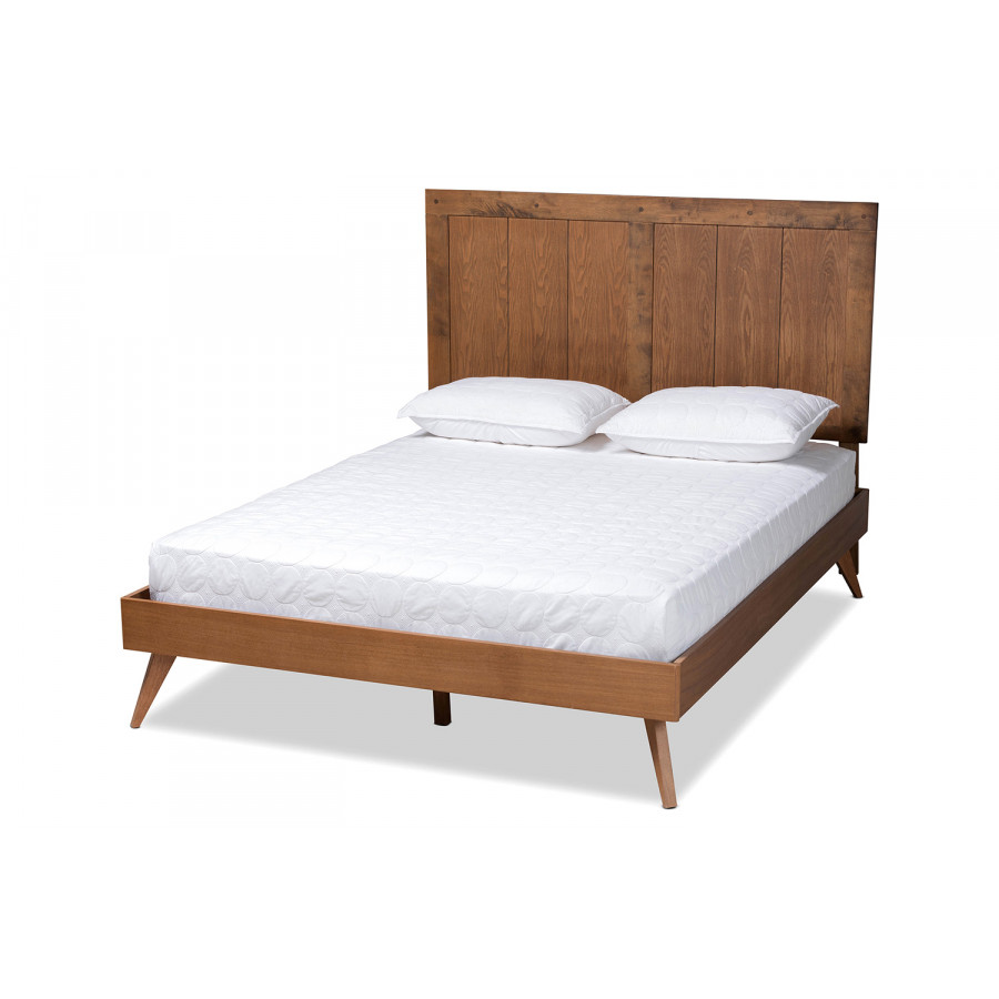 Baxton Amira Mid-Century Modern Platform Bed - Queen Size