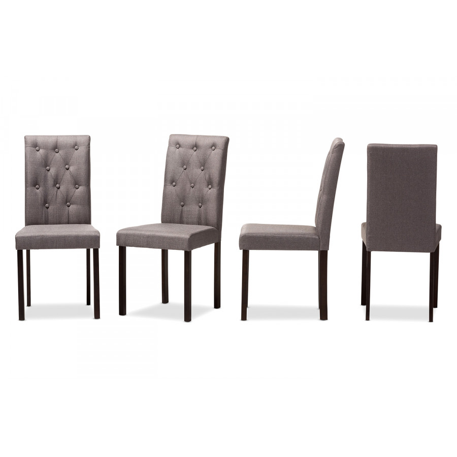 Baxton Gardner Modern 5-Piece Dining Set - Gray Fabric