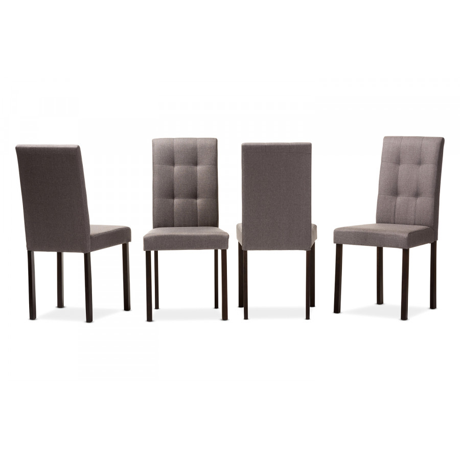 Baxton Andrew Modern Grid-tufting Dining Chair - Gray Fabric