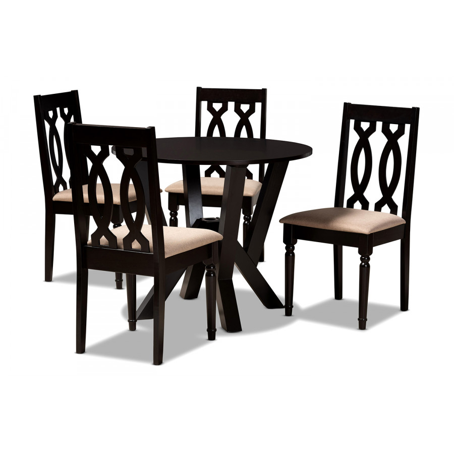Baxton Anise Modern 5-Piece Dining Set - Sand Fabric