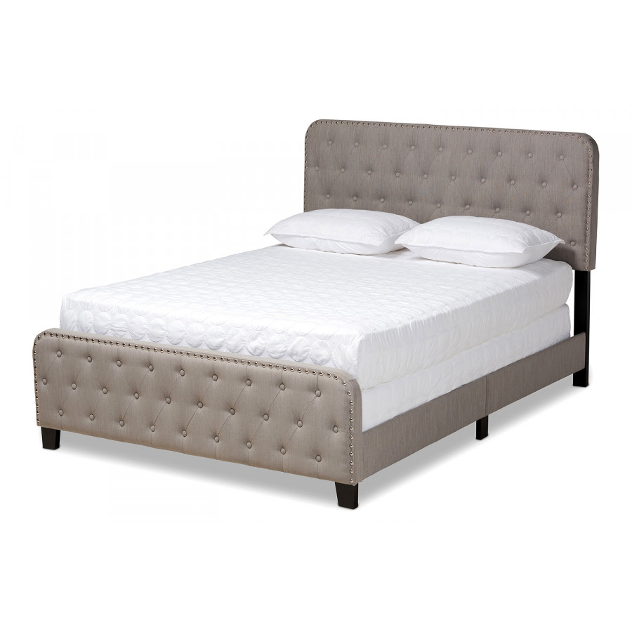 Baxton Annalisa Modern Queen Size Panel Bed - Gray Fabric