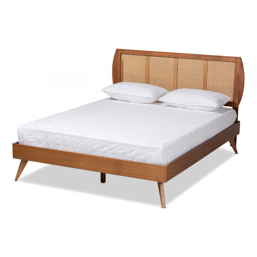 Baxton Asami Mid-Century Modern Platform Bed - Queen Size